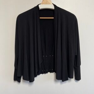 Testimony Los Angeles Black Open Front Cardigan Draped Kimono Style Studded XS